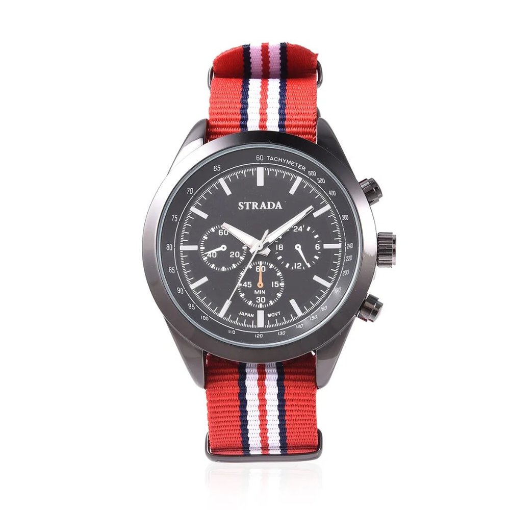 STRADA Watch with Multi Color Stripe Pattern